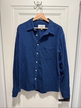 Corridor NYC Navy Striped Men's Button-Up Shirt - SZ L